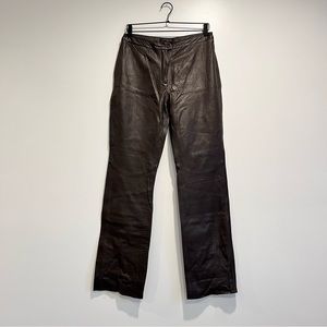 NWT Express Vintage Dark Brown Textured Leather Trouser Pants Women’s Size 9/10